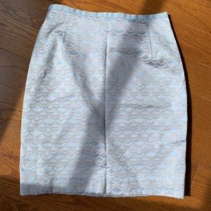 Baby blue shiny pencil skirt